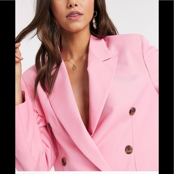 ASOS Design Mom Suit Blazer in Pop Pink - Picture 3 of 8